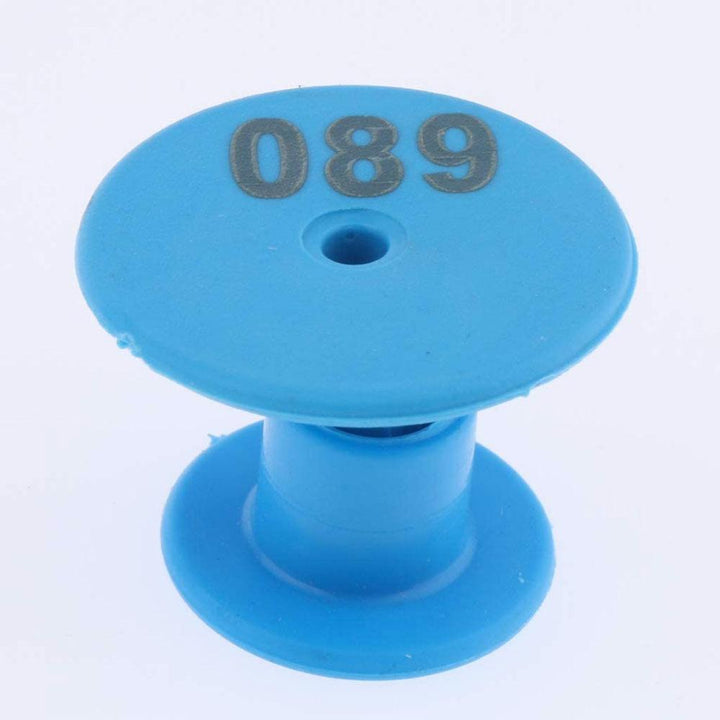 1-100 Cattle Number Ear Tags Set - Round Blue Pig Sheep Goat Livestock