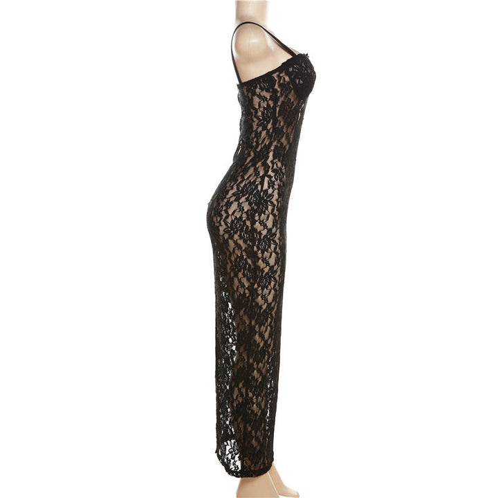 Fashionable Off-Shoulder Sexy Perspective Lace Slim Fit Dress