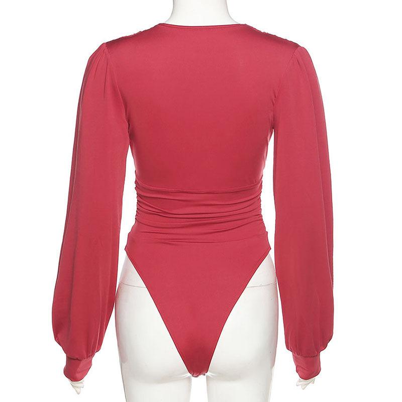 Women Long Sleeve V-neck Bodysuit