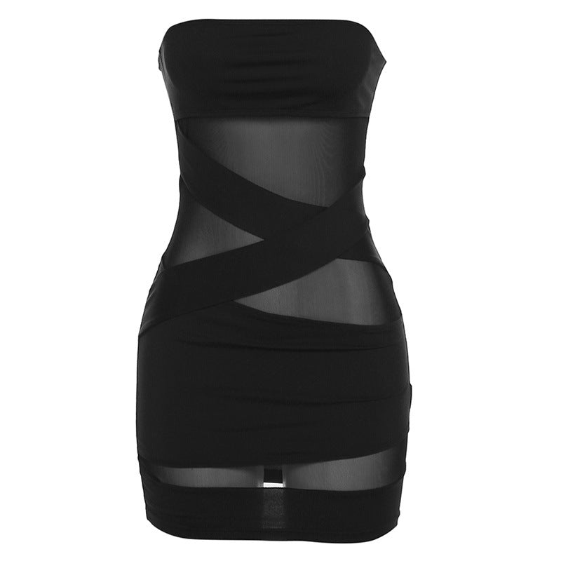 Strapless Sexy Perspective Slim Fit Bodycon Dress