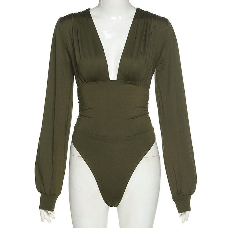 Women Long Sleeve V-neck Bodysuit