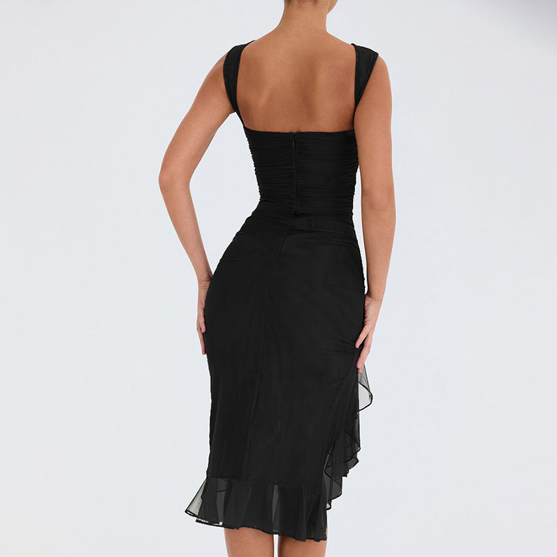 Sleeveless Sexy Sheath Pleated Dress