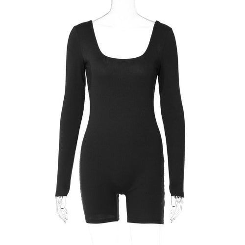 U-Neck Long Sleeve Bodycon Butt-Lifting Sport Jumpsuit