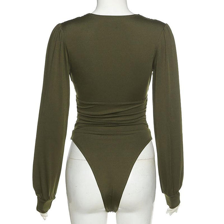 Women Long Sleeve V-neck Bodysuit