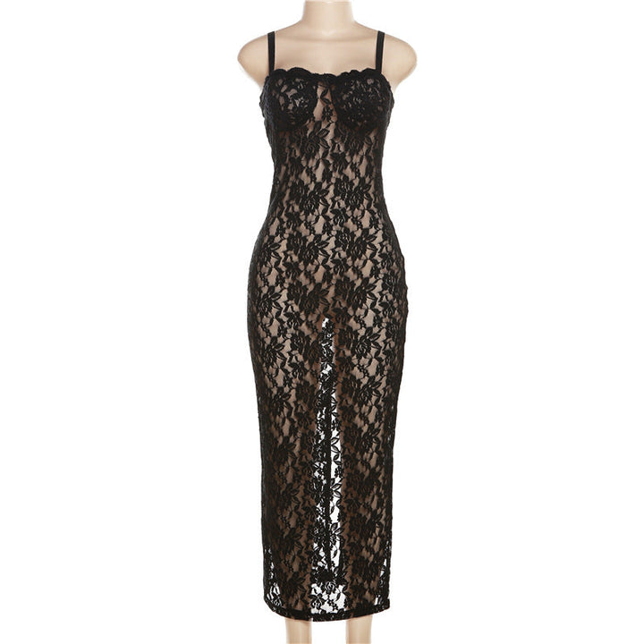 Fashionable Off-Shoulder Sexy Perspective Lace Slim Fit Dress