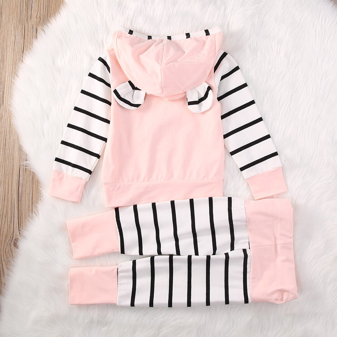 Pink Ear Striped Toddler Newborn Baby Girl