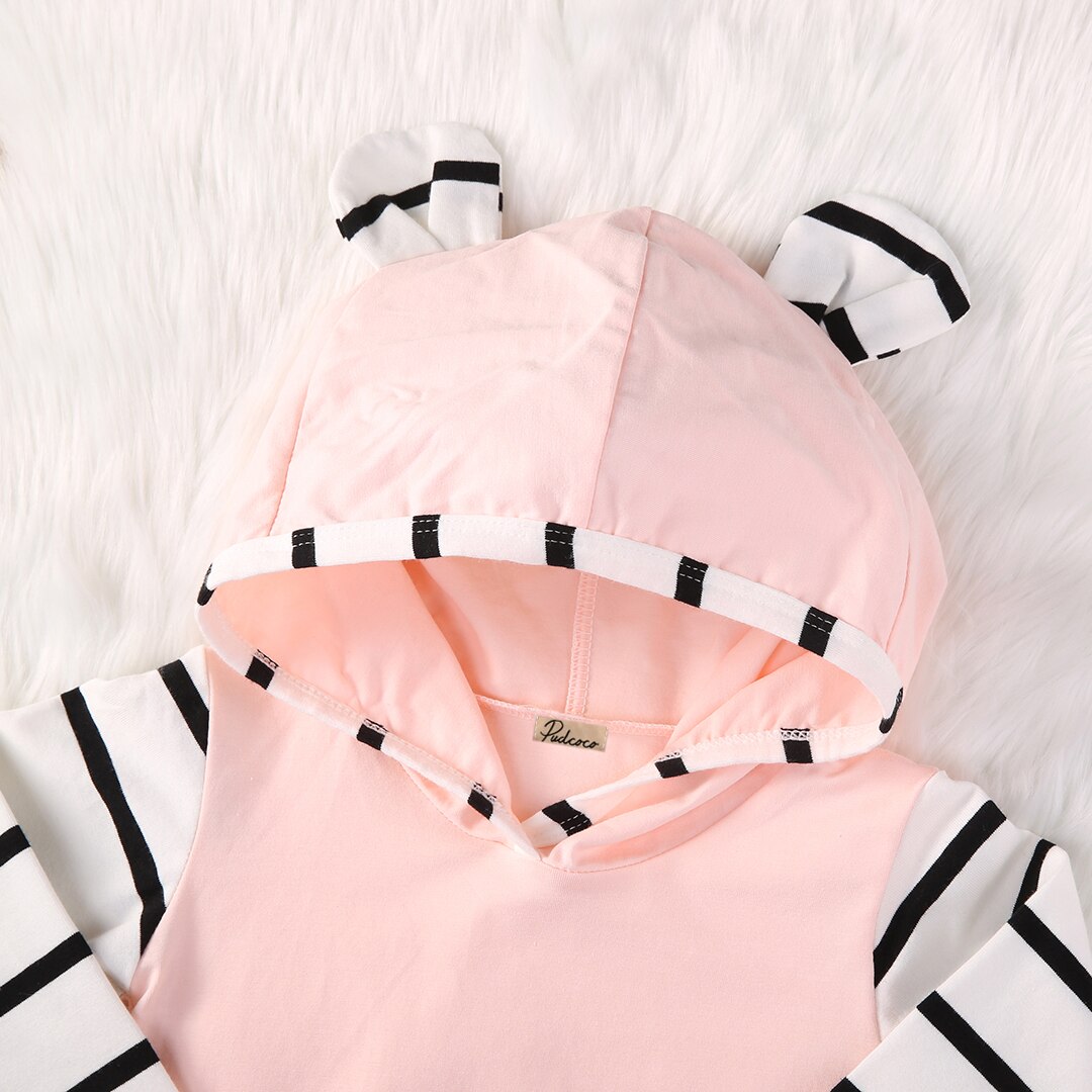 Pink Ear Striped Toddler Newborn Baby Girl