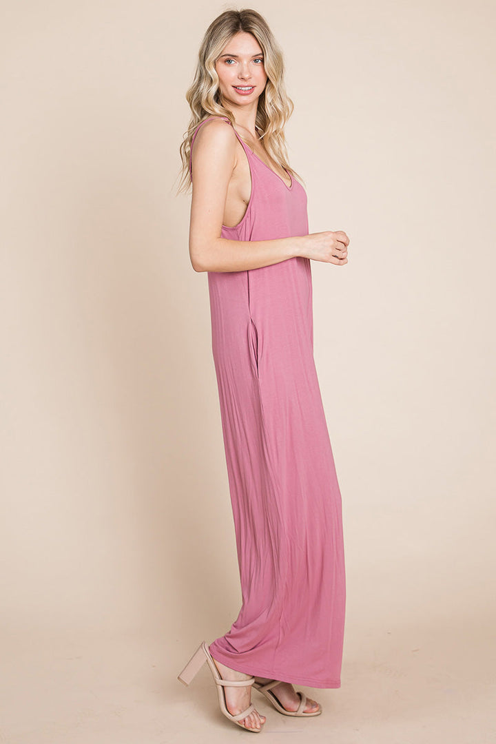 Sleeveless Wide Leg Pocketed Jumpsuit