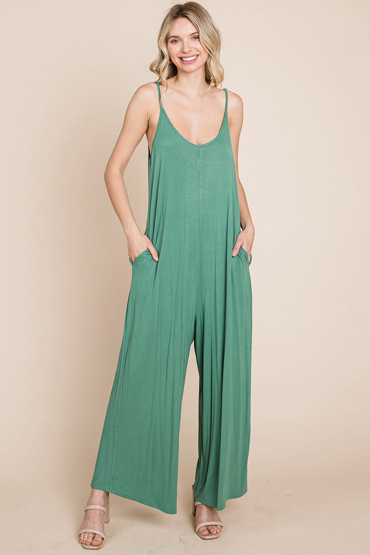 Sleeveless Wide Leg Pocketed Jumpsuit