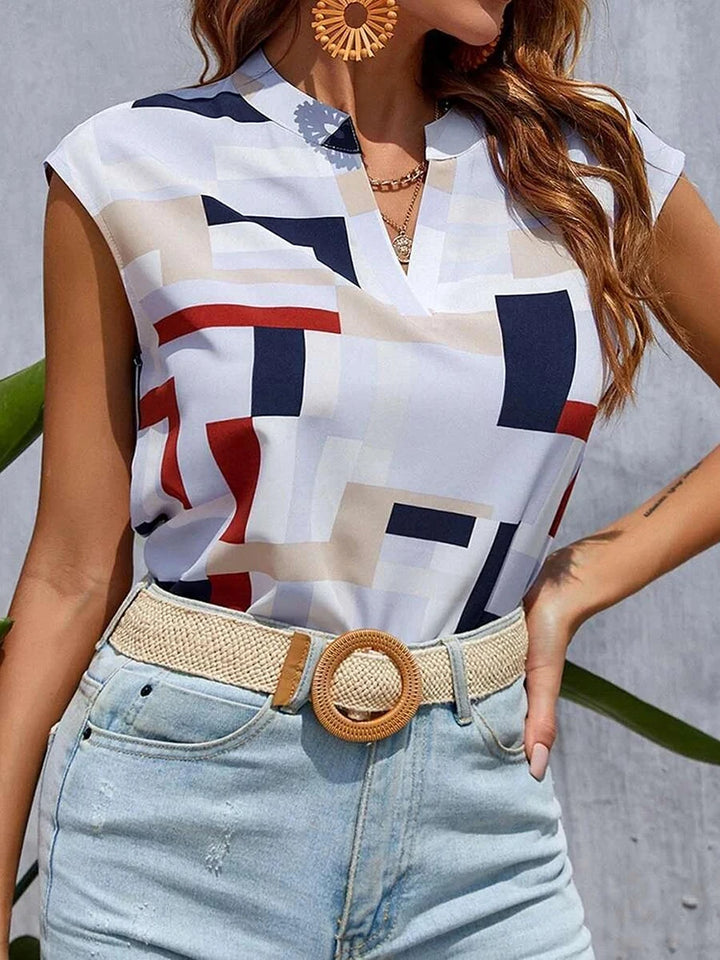 Women's Blouse Casual Short Sleevee Shirt Simple V Neck Tops Elegant