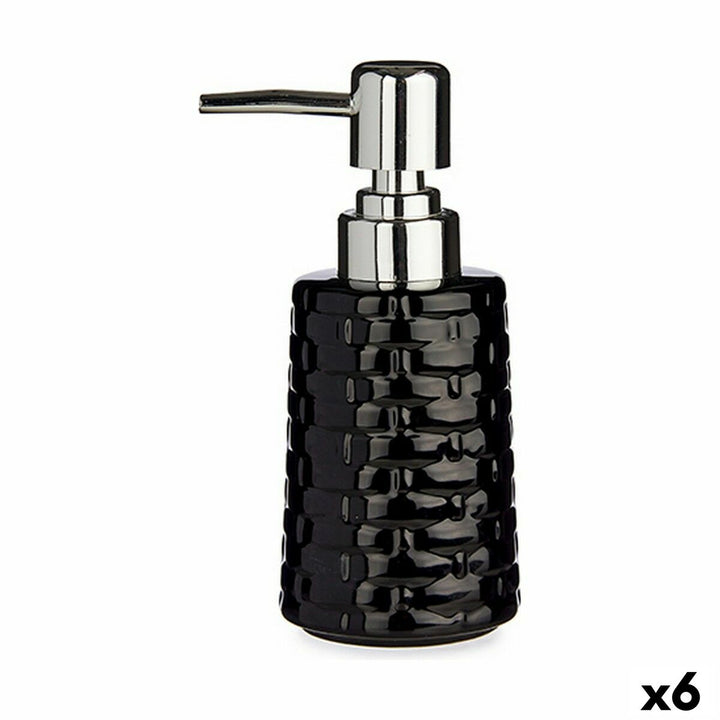 Soap Dispenser With relief Ceramic Silver Black Metal 6 Units (150 ml)