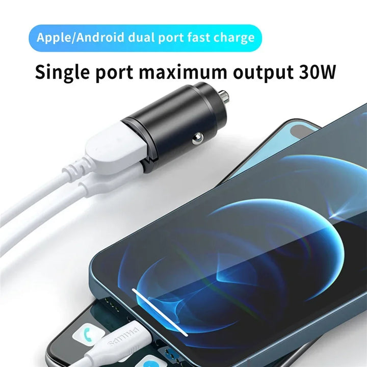 Mini 100W PD QC Pull Ring Fast Charging Car Charger USB C Car Phone