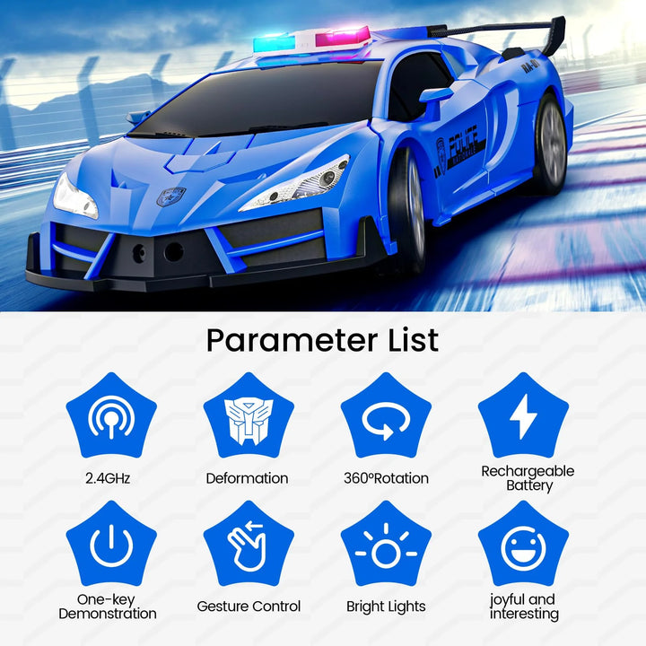 Sinovan Remote Control Police Car Toy Gesture Sensing with LED Light
