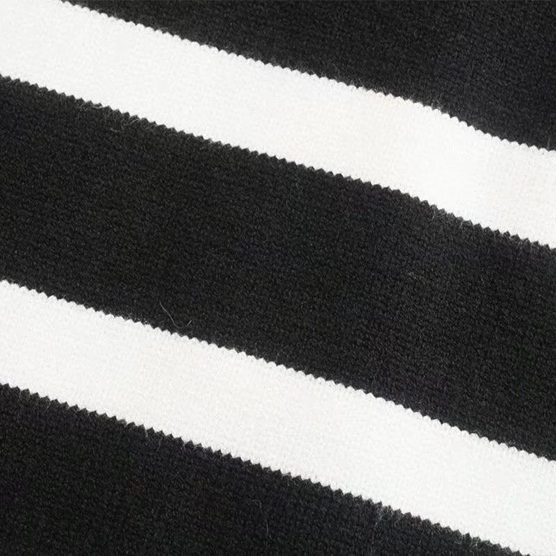 Black and White Striped Knitted Sweater