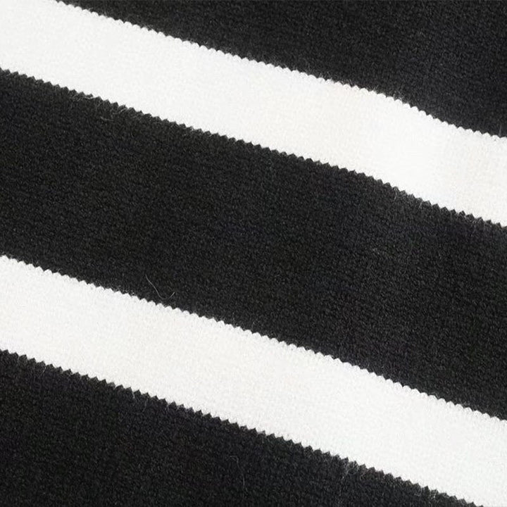 Black and White Striped Knitted Sweater