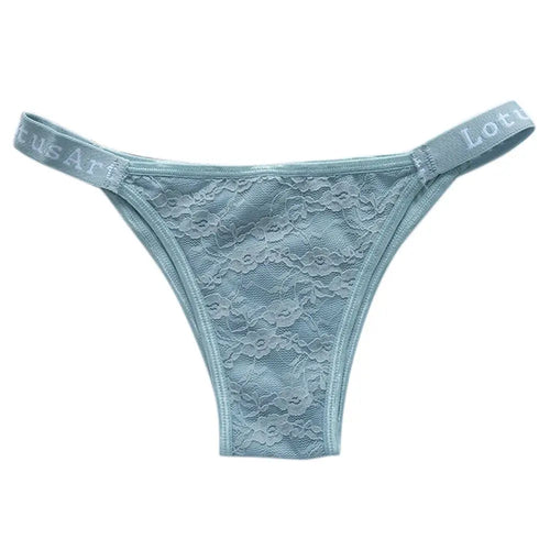 Solid Color Lace Ladies Panties Sexy Thong Letter Print High Elastic