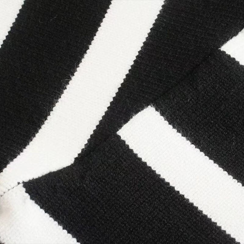 Black and White Striped Knitted Sweater