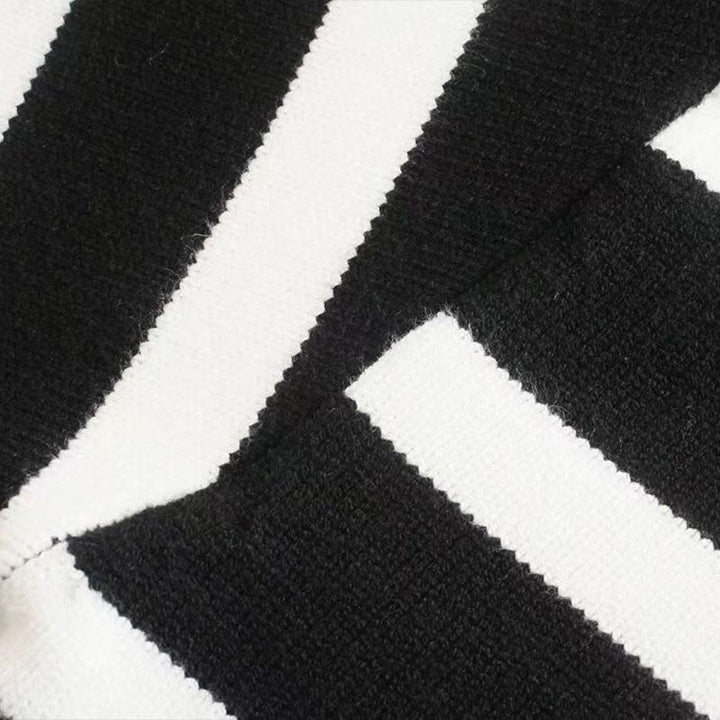 Black and White Striped Knitted Sweater