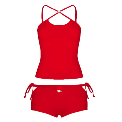 Maemukilabe Women 2 Piece Set Kawaii Spaghetti Strap Camis Crop Tops +