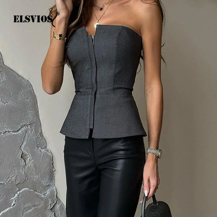 Spring Summer New Sexy Off-shoulder Sleeveless Slim Blouses INS