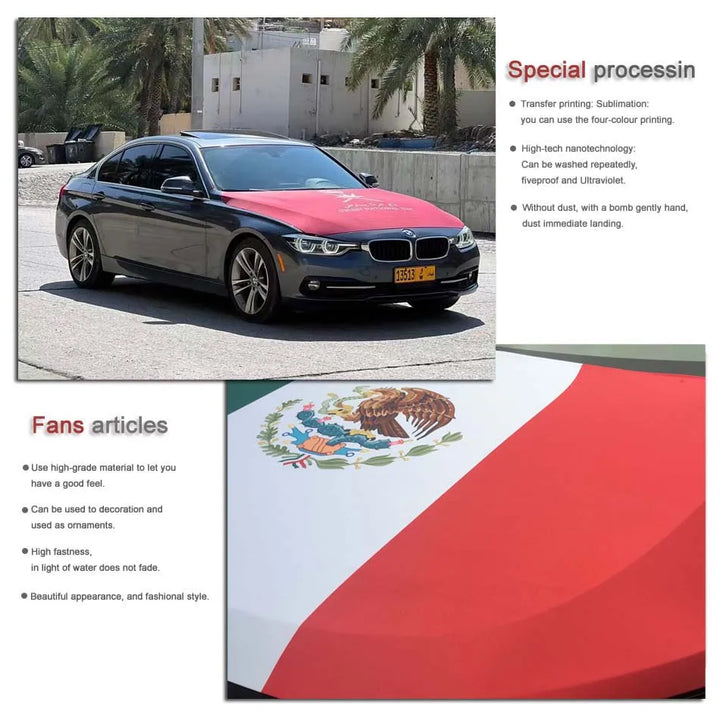 Poland Flags Car Hood Cover 3.3X5FT/6X7FT100% Polyester Elastic