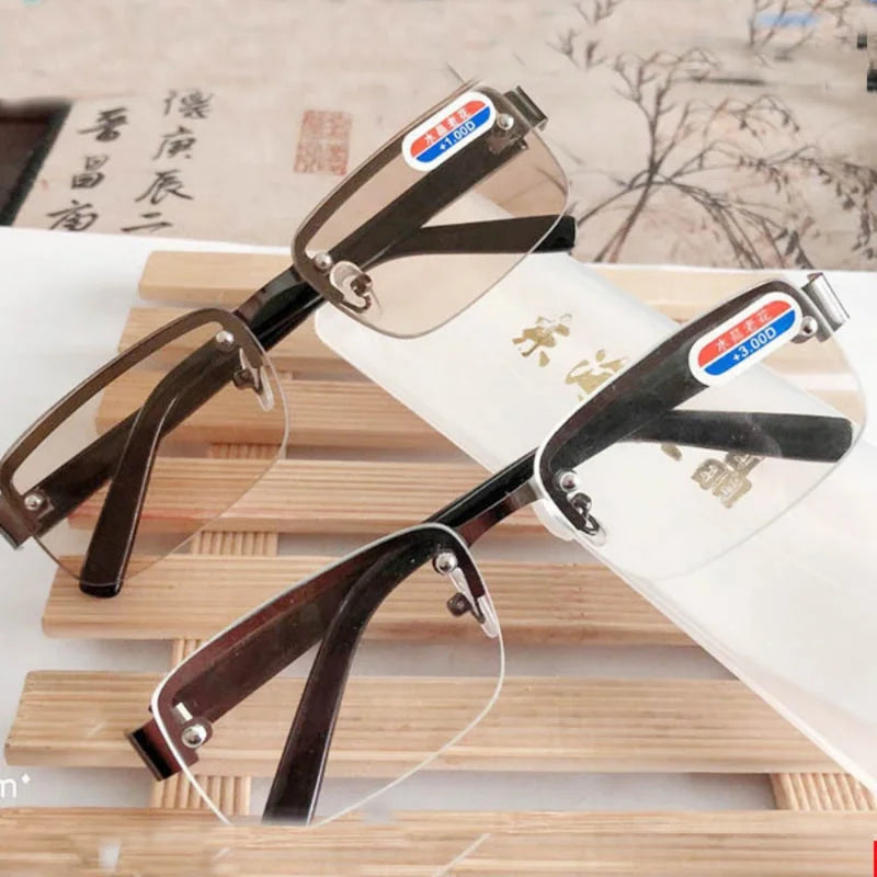 High-quality Half-frame Reading Glasses for Mens Natural Original