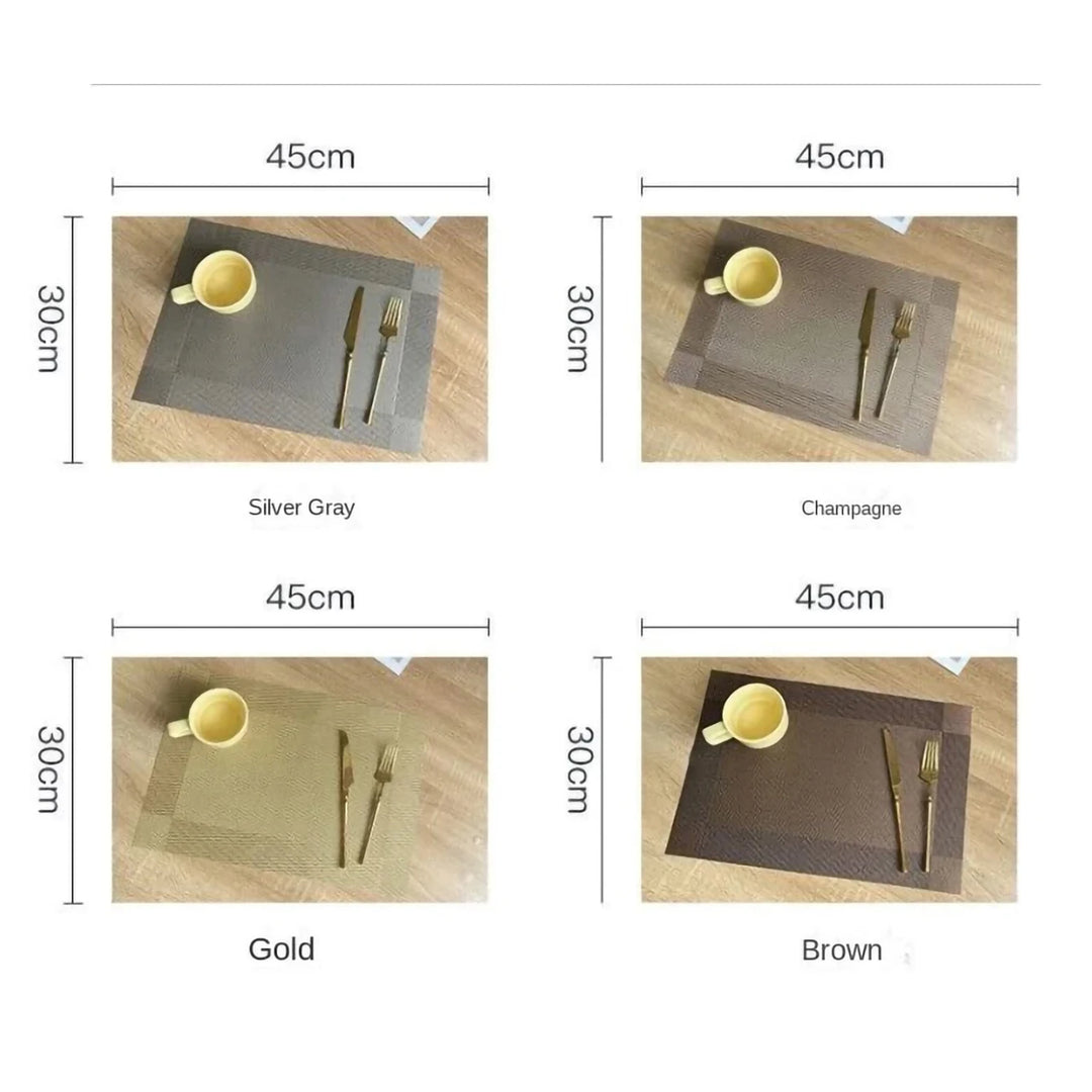 4pcEuropean Style Western Dinner Mat Pvc Placemat Hotel Heat Proof Mat Home Waterproof Table Mat Heat Resistance Bowl Mat Coaste