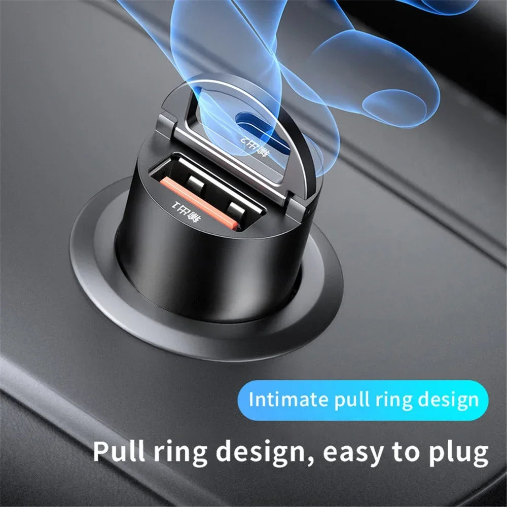 Mini 100W PD QC Pull Ring Fast Charging Car Charger USB C Car Phone