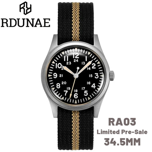 RDUNAE 34.5mm 2024 New Top Quartz Watches For Men Retro G10 Military