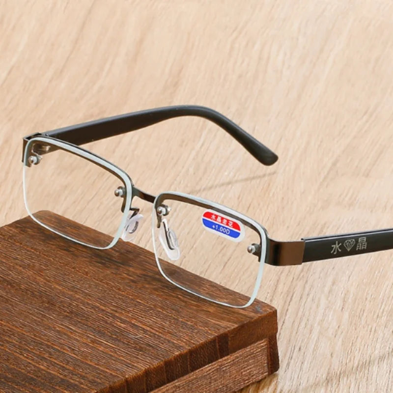 High-quality Half-frame Reading Glasses for Mens Natural Original