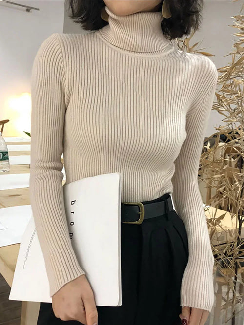 Turtleneck Sweater Womens 2024 Autumn Winter Tops Korean Slim Women