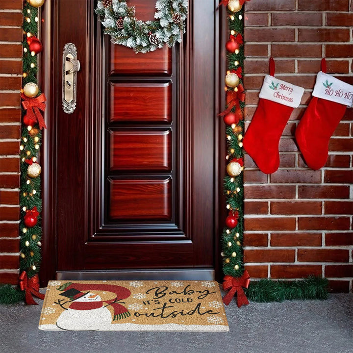 Christmas Festival Decoration Front Door Carpet Indoor Outdoor Anti-Skid Mat 60x40cm