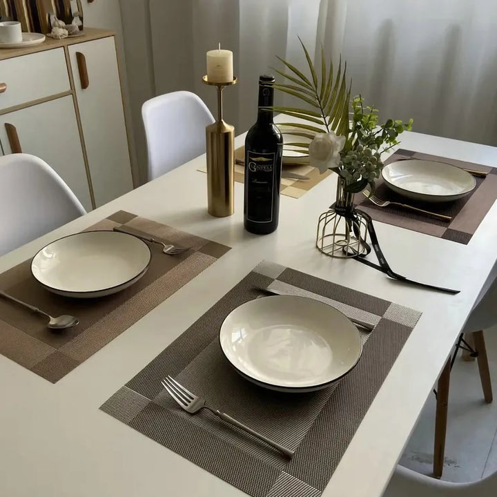 4pcEuropean Style Western Dinner Mat Pvc Placemat Hotel Heat Proof Mat Home Waterproof Table Mat Heat Resistance Bowl Mat Coaste