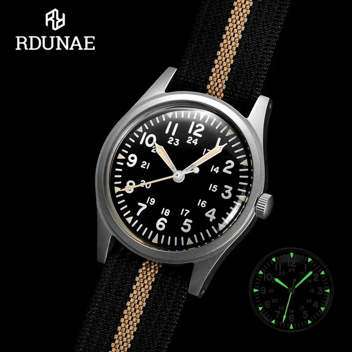 RDUNAE 34.5mm 2024 New Top Quartz Watches For Men Retro G10 Military