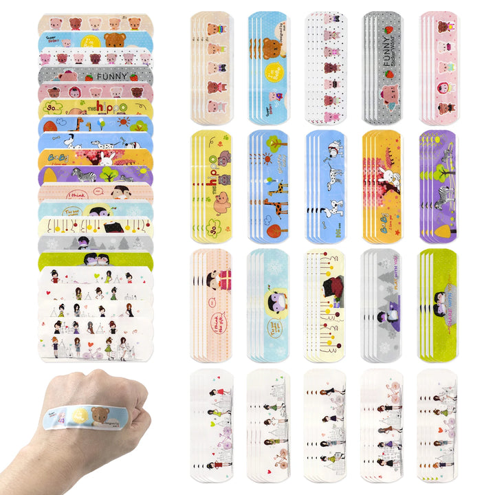 HOT 100PCs Waterproof Breathable Cute Cartoon Band Aid Hemostasis Adhesive Bandages First Aid Emergency Kit For Kids Children