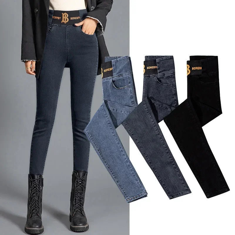 Plus Size Skinny Pencil Jeans for Women High Waits Streetwear Legging