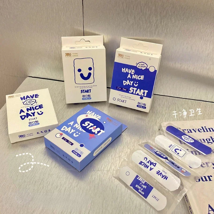 20pcs/lot Ins Creative Cartoon Band Aid Hemostatic Sticker Cute Breathable Waterproof Bandages First Aid Emergency Kit for Kids