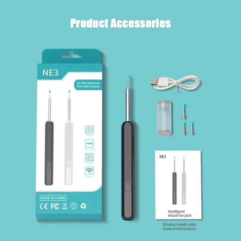 Wireless WiFi Ear Pick Otoscope Camera Borescope Luminous Ear Wax
