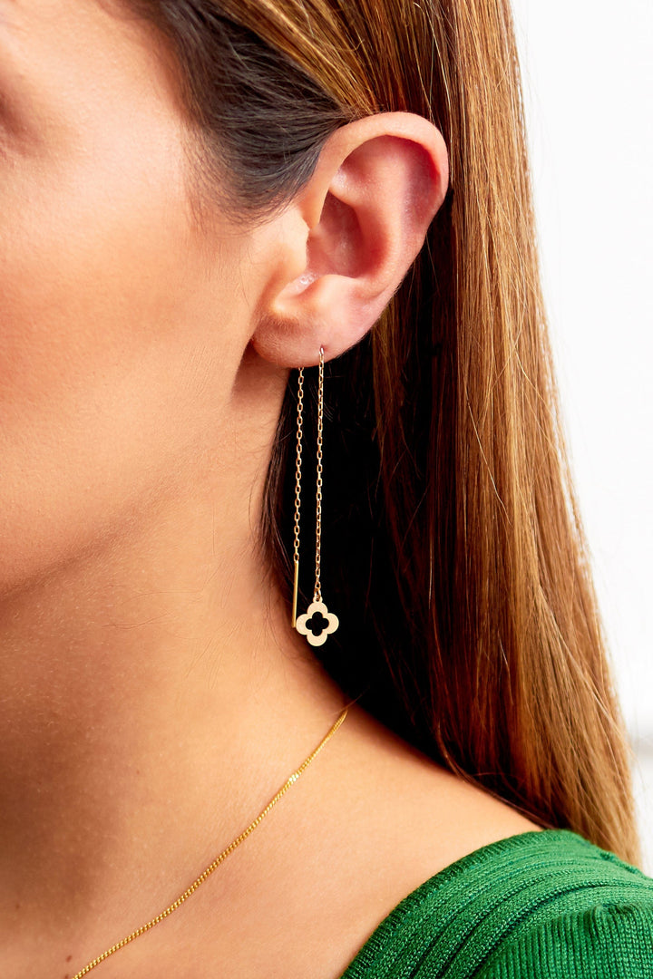 Clover Drop Earrings Gold