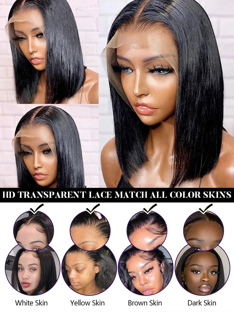 13x4 Lace Front Human Hair Wig Transparent Lace Frontal Wigs For Black