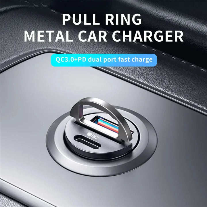 Mini 100W PD QC Pull Ring Fast Charging Car Charger USB C Car Phone