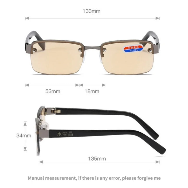 High-quality Half-frame Reading Glasses for Mens Natural Original