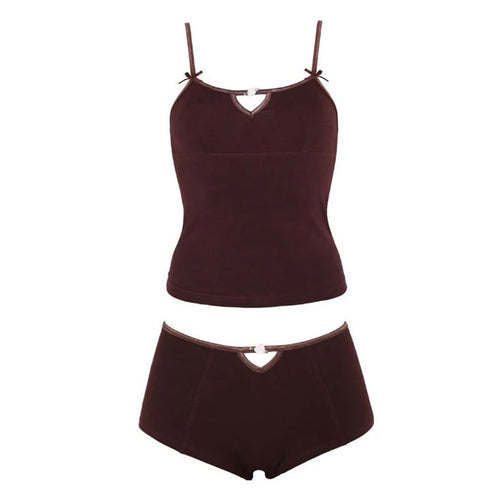 Maemukilabe Women 2 Piece Set Kawaii Spaghetti Strap Camis Crop Tops +