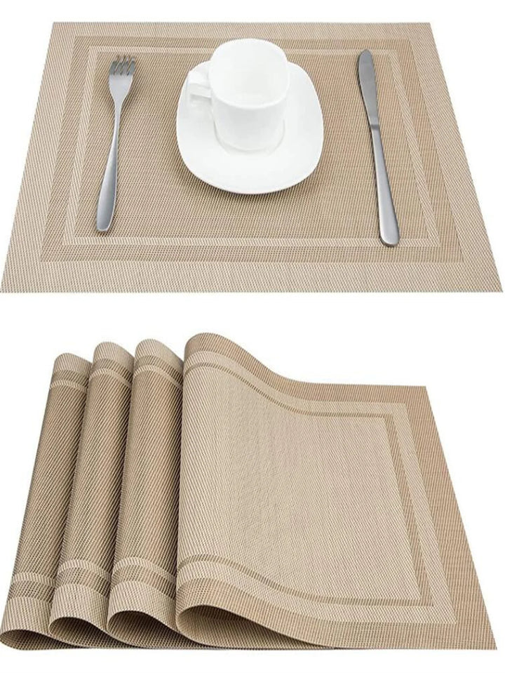 Double frame PVC Chinese style table mat, tea cup mat for bar counter, thickened striped meal mat