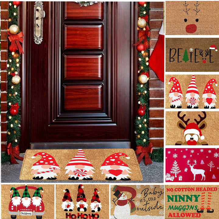 Christmas Festival Decoration Front Door Carpet Indoor Outdoor Anti-Skid Mat 60x40cm