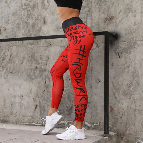 Letter Printed Women Sport Leggings High Waisted Push Up Yoga Pants