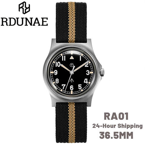 RDUNAE 34.5mm 2024 New Top Quartz Watches For Men Retro G10 Military