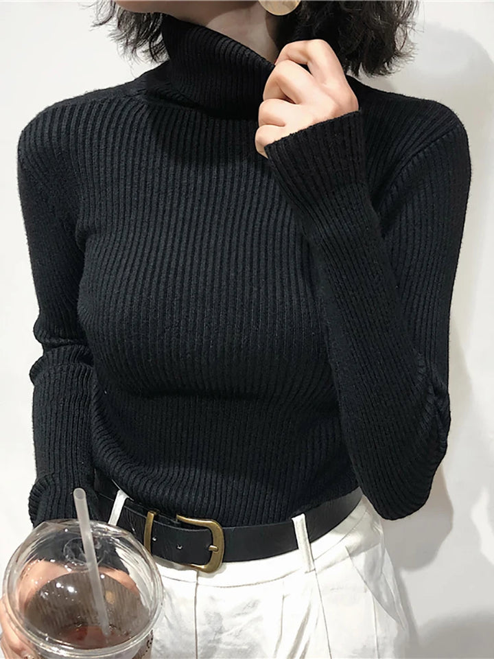 Turtleneck Sweater Womens 2024 Autumn Winter Tops Korean Slim Women