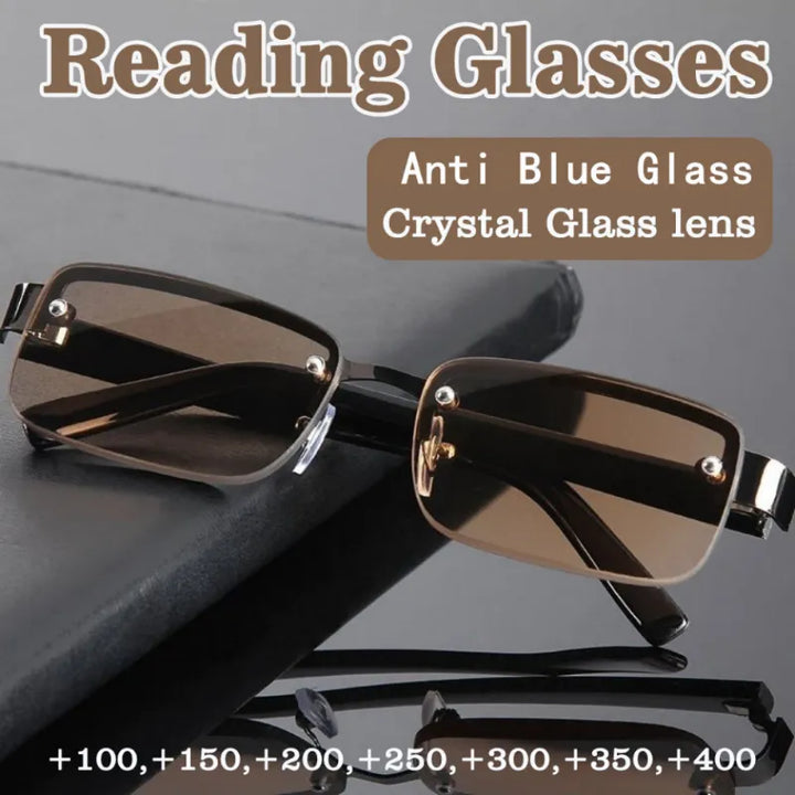 High-quality Half-frame Reading Glasses for Mens Natural Original