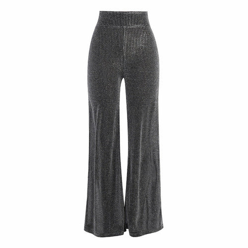 Silver Loose Elegant High Waist Trousers